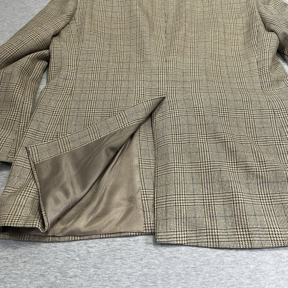 Vintage Bill Blass Glen Check Sports Jacket Blazer Mens 42 Tan Silk Blend - Picture 11 of 16
